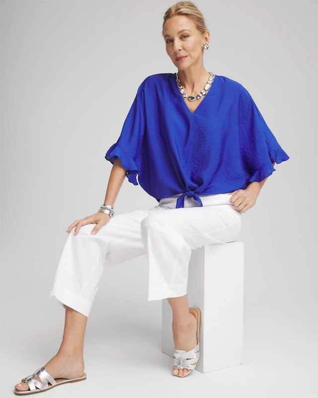 Ecovero Tie-Front Frill Sleeve Blouse - image 2